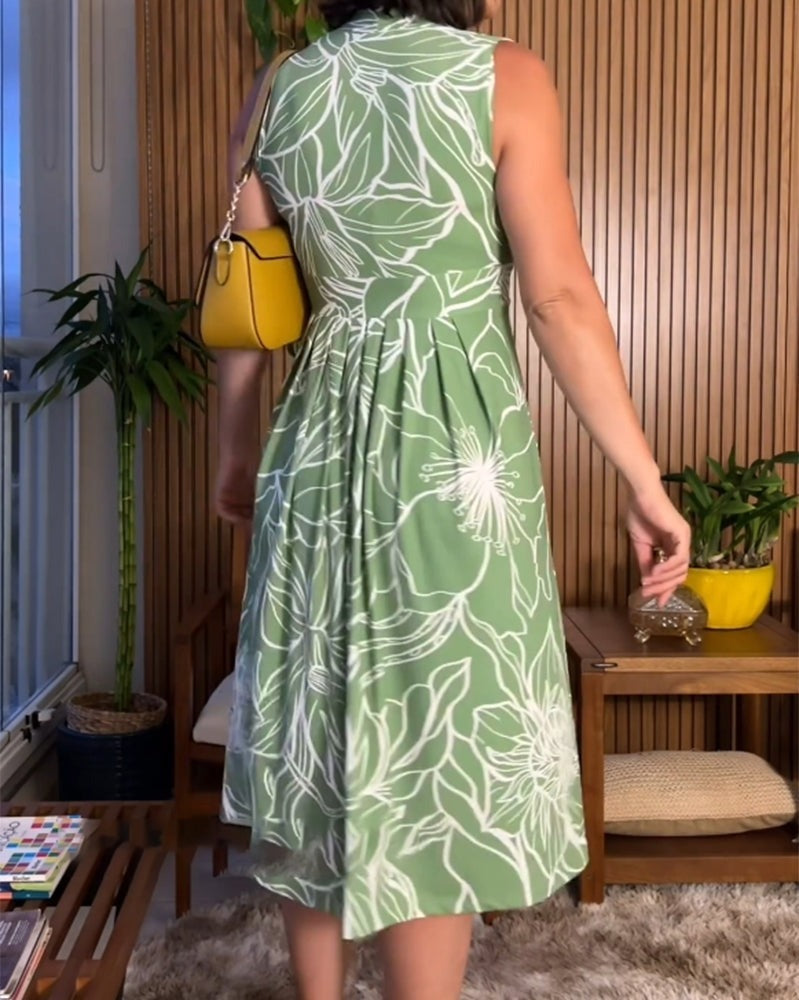 š„2025 New Best Sellerš„Sleeveless V-Neck Waist-Cinching Dress