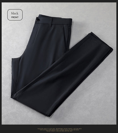 Men's business casual trousers mid-rise elastic straight-leg trousers