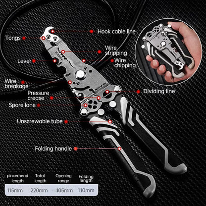 Multifunctional folding wire stripper