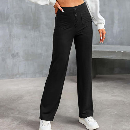 High-waisted Elastic Casual Trousers