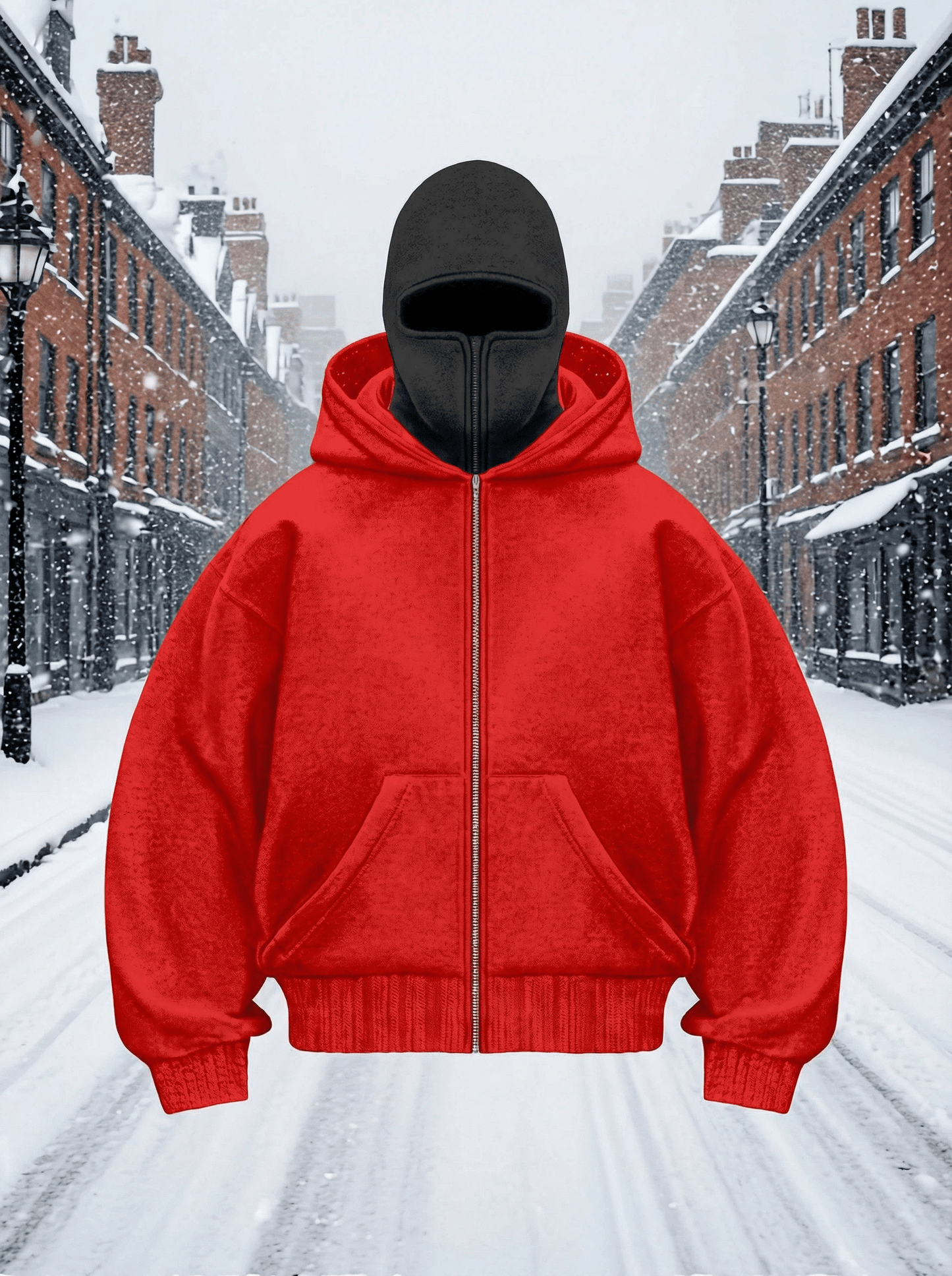 Men's Double Hooded Full Zip-Up Sweatshirt - Loose Drop Shoulder Warm Winter Hoodie Jacket for Gym & Outdoors