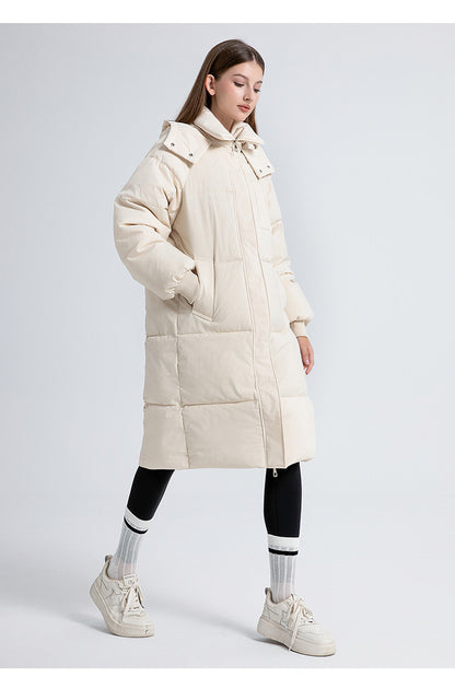 ⚡💥Built for Extreme Cold ❄️Thickened hooded long down jacket