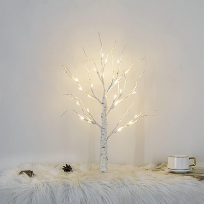 White birch simulated luminous tree