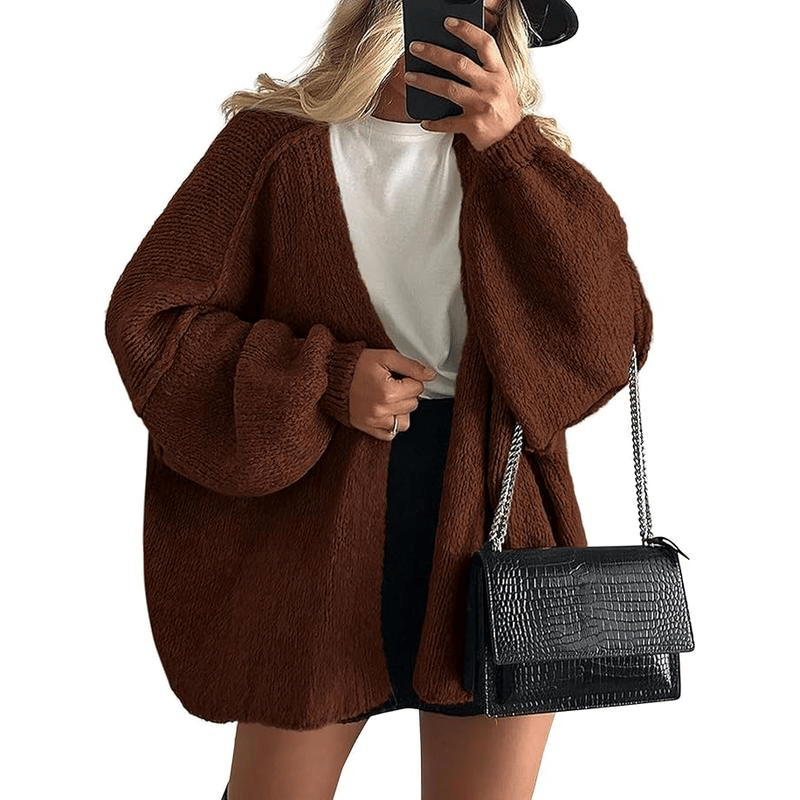 🧺✨ Women's Oversized Cardigan Sweater Fall Long Lantern Sleeve Knit