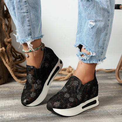 Casual mesh shoes for women with breathable thick sole