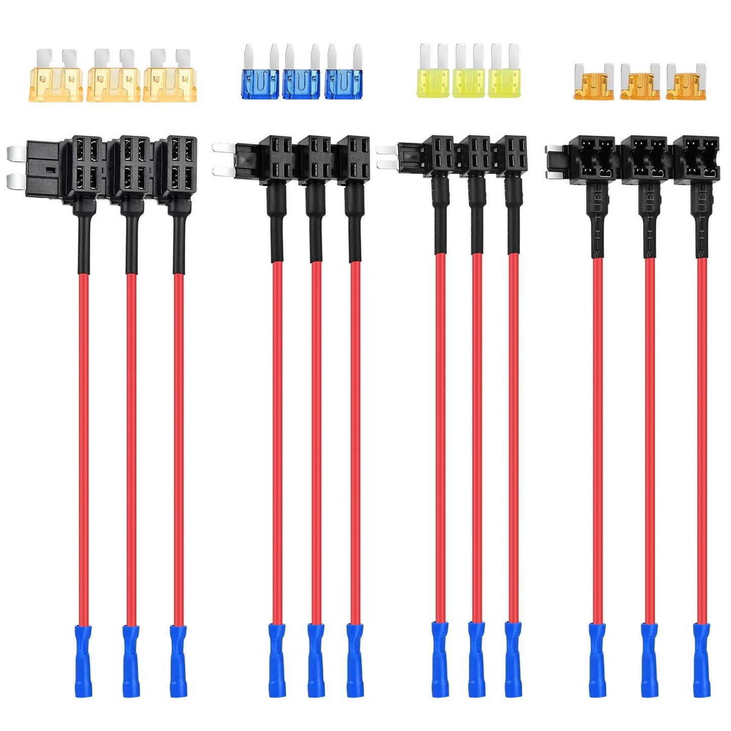12-Piece 12V Car Add-a-Circuit Fuse Tap Adapter Kit