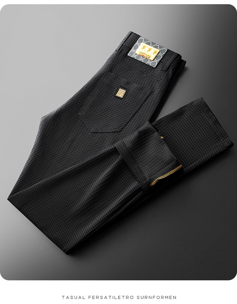 High-end ice silk high elastic straight anti-wrinkle men's trousers