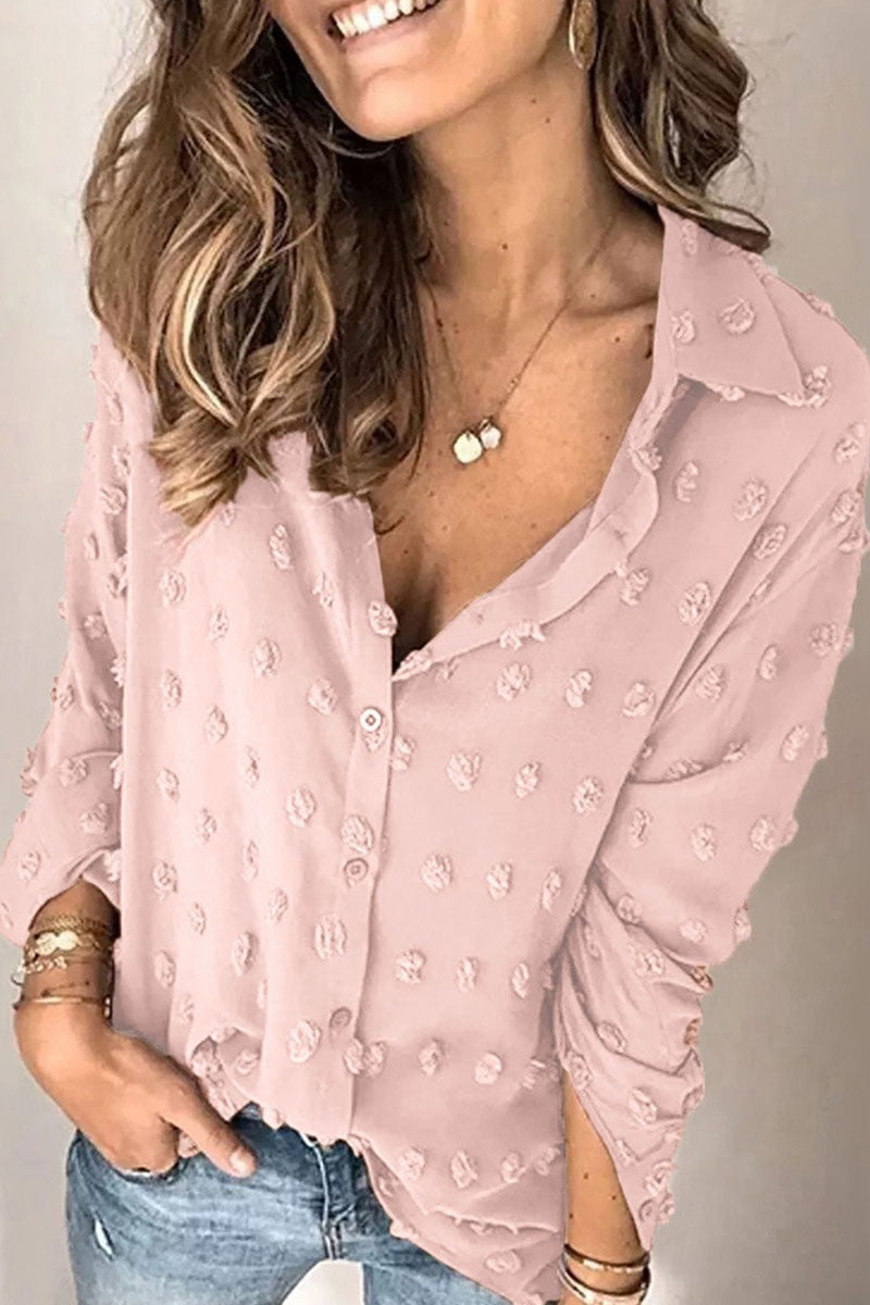 Fashion Street Solid Patchwork Turndown Collar Blouses(3 Colors)