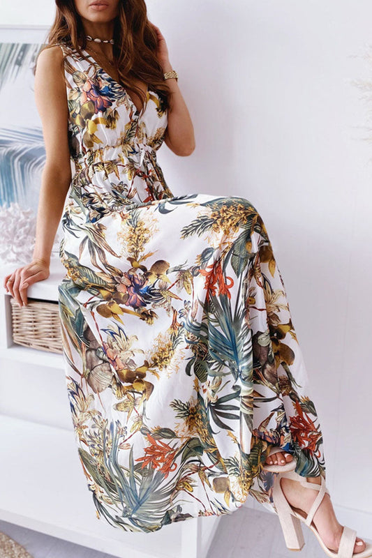 Fashion Sweet Print V Neck A Line Dresses(4 Colors)