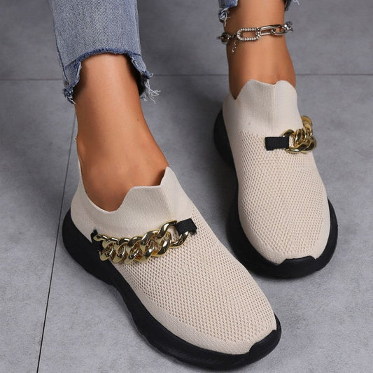 Casual Sportswear Daily Patchwork Metal Accessories Decoration Solid Color Round Comfortable Shoes