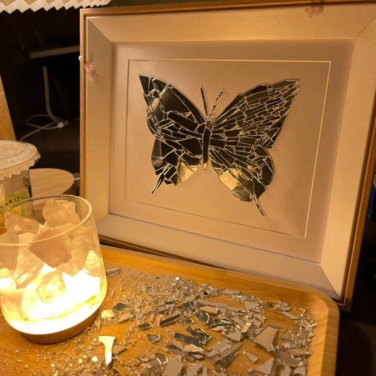 Creative Handmade DIY-Butterfly Broken Mirror Photo Frame