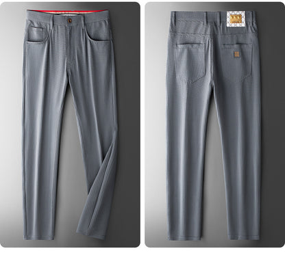 High-end ice silk high elastic straight anti-wrinkle men's trousers