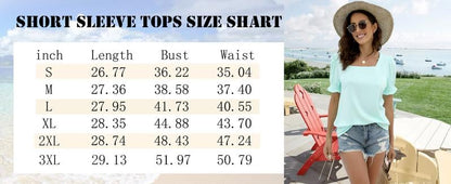 🔥 Tops for Women Summer Casual Ruffle Trim Sleeve Square Neck T Shirts