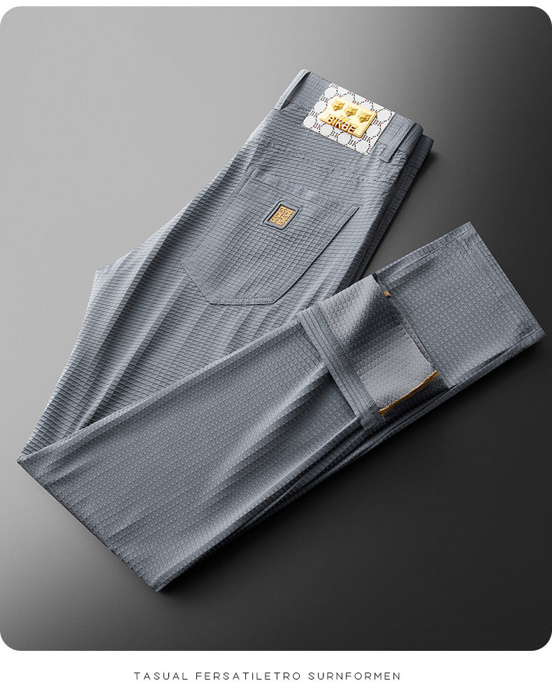 High-end ice silk high elastic straight anti-wrinkle men's trousers