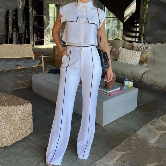 Stylish and simple waist-cinching suit pants