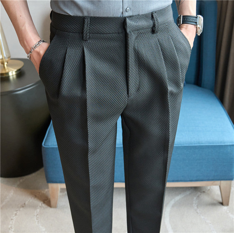 Concave and convex texture high-end three-dimensional pleated design casual pants