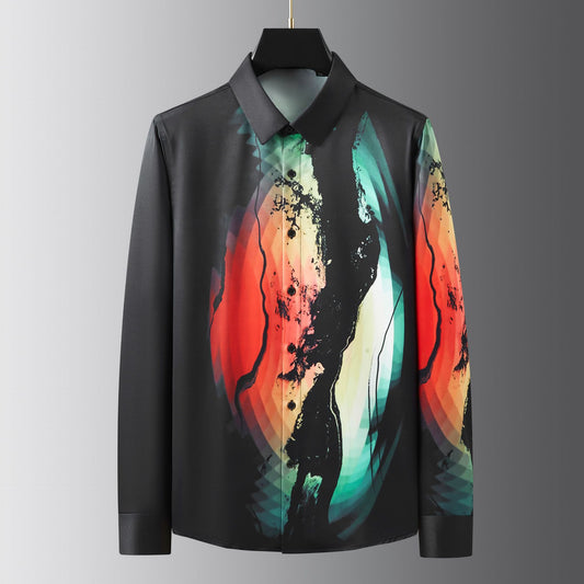 Camouflage digital print men's long sleeve shirt