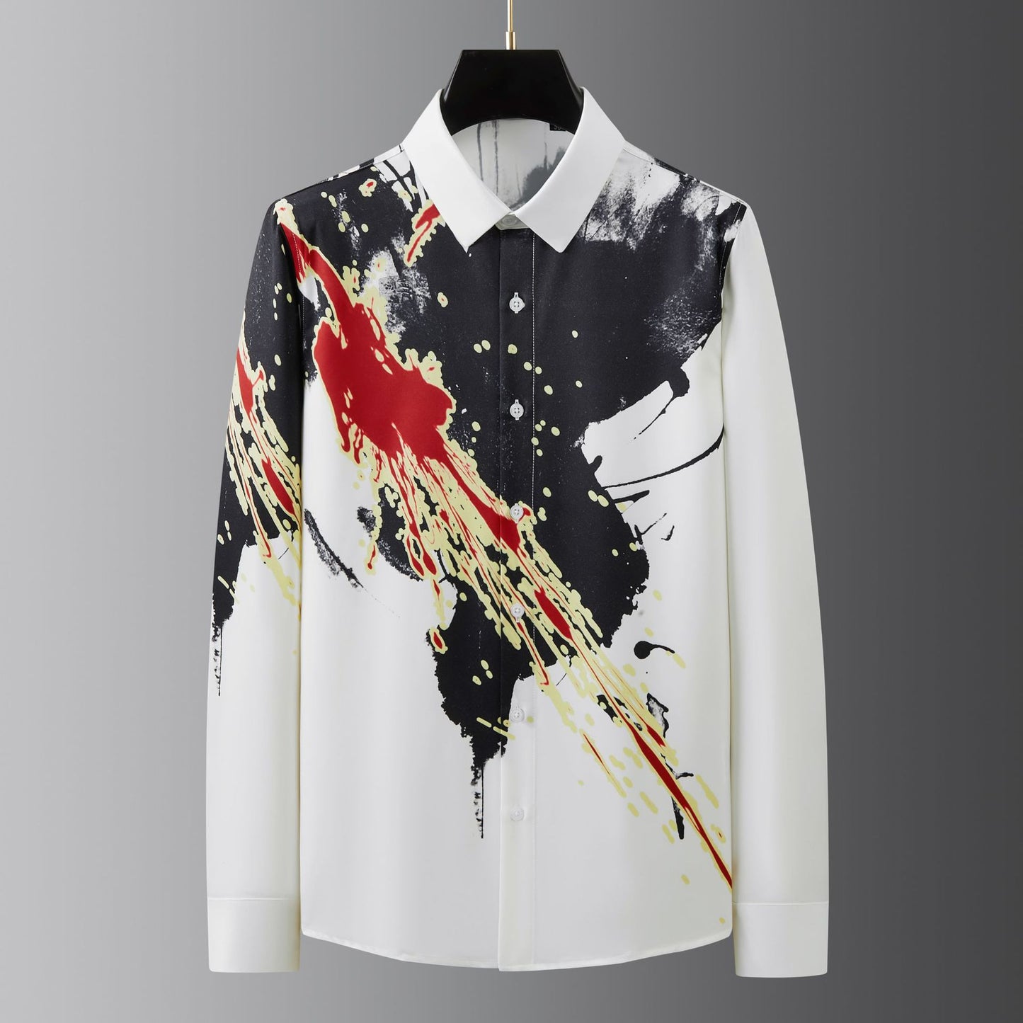 Non-iron anti-wrinkle men's long-sleeved shirt trendy digital printed shirt