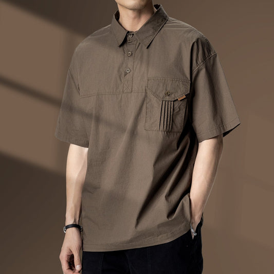 Men's lapel polo shirt loose casual versatile short-sleeved T-shirt