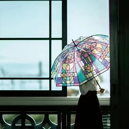 Vintage Stained Glass Automatic Umbrella