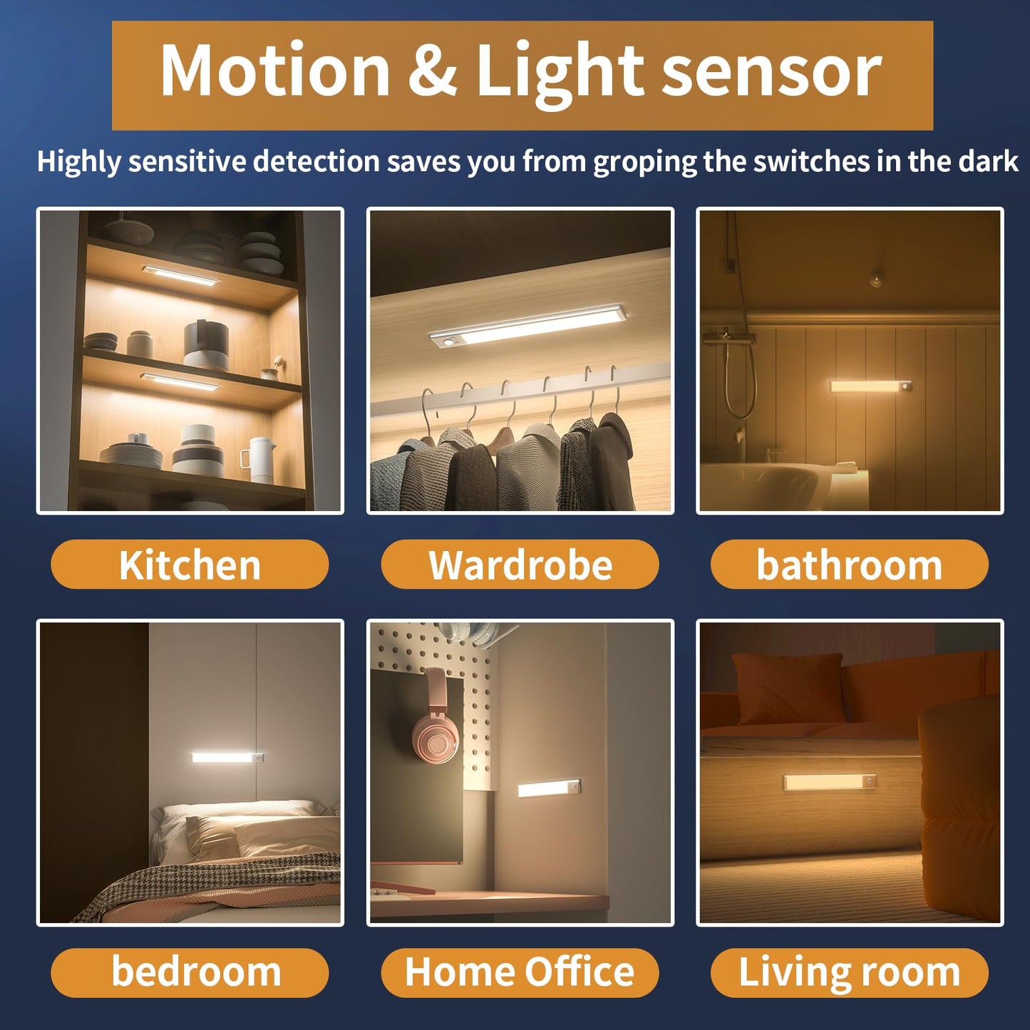 🔥76LED Rechargeable Motion Sensor Under Cabinet Lights