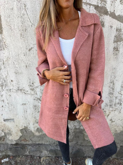 Casual Lapel Wool Single Breasted Long Coat