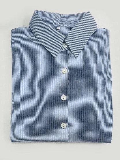 [Relaxed]Striped Cardigan Loose Large Size Irregular Dress