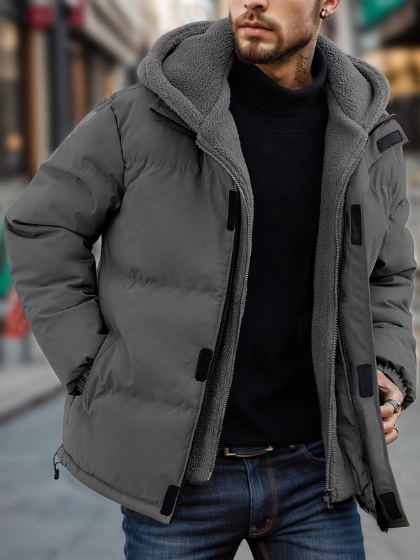 🔥 Men's Thickened Winter Jacket: Windproof Fleece-Lined Hooded Coat 🧥 | Cold-Resistant, Full-Zip + Pockets | Casual Outdoor Warm Coat (Regular Fit) ❄️