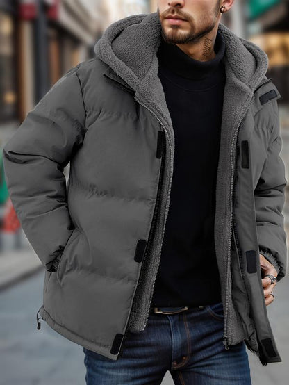 🔥 Men's Thickened Winter Jacket: Windproof Fleece-Lined Hooded Coat 🧥 | Cold-Resistant, Full-Zip + Pockets | Casual Outdoor Warm Coat (Regular Fit) ❄️