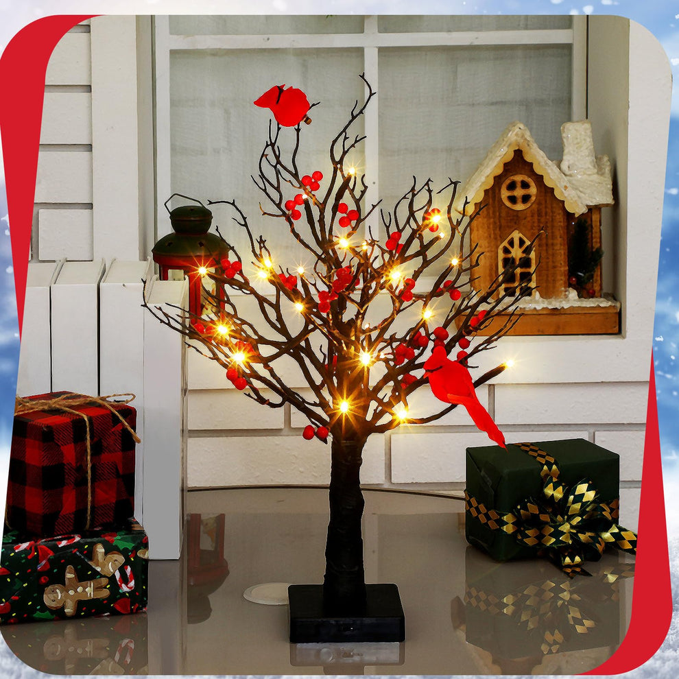 🎄Christmas Lighted Mini LED Tree With Red Berries – buckmen.com