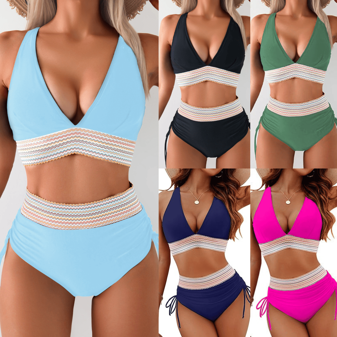 ⏰Last Day Promotion 60% OFF -⏳2026 High Waisted Tummy Control Color Block Bikini Sets