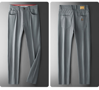 High-end ice silk high elastic straight anti-wrinkle men's trousers