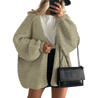 🧺✨ Women's Oversized Cardigan Sweater Fall Long Lantern Sleeve Knit