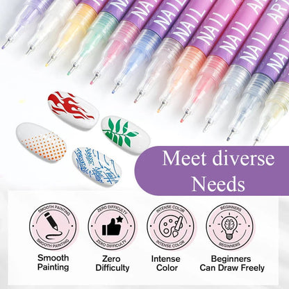 🎁Hot Sale ⏳12 Colors Nail Art Pens Set