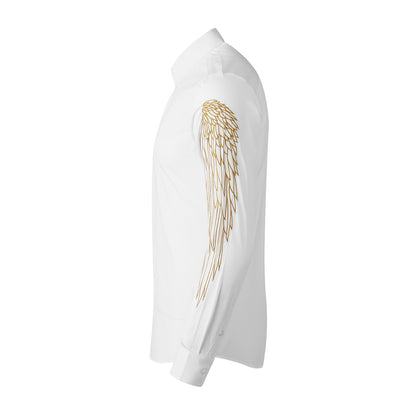 Long-sleeved shirt with gold wings on the sleeves