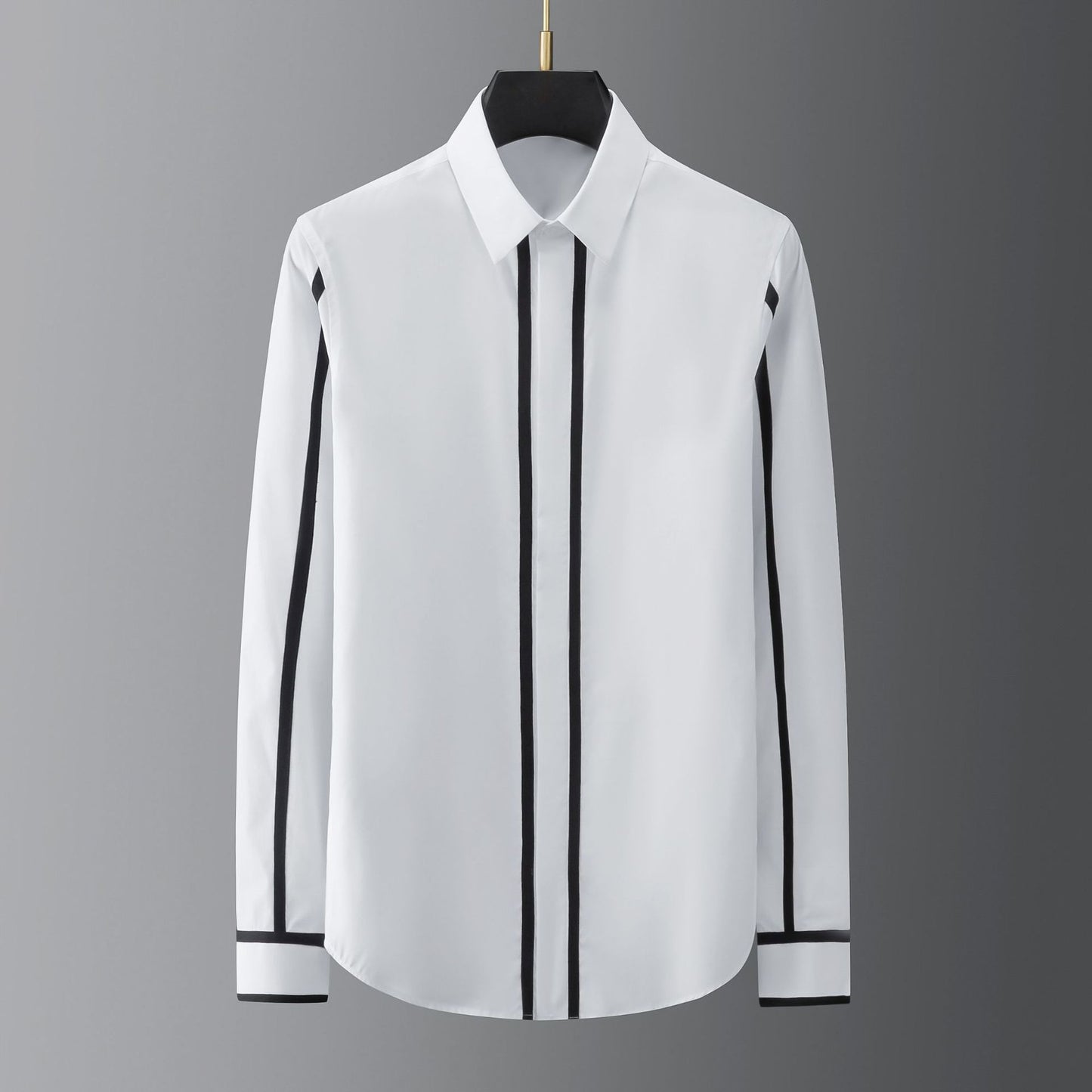 Geometric ribbon stitching business casual men's shirt