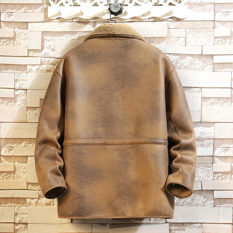 Men's leather suede jacket double-sided cotton coat