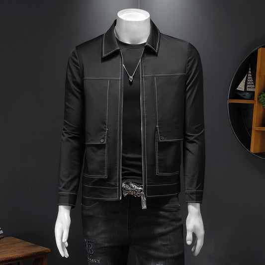 Casual Jacket Suit Collar Topstitched Coat