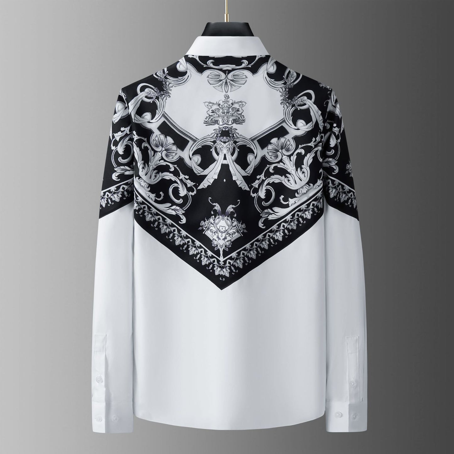 Men's long-sleeved palace flower patchwork shirt