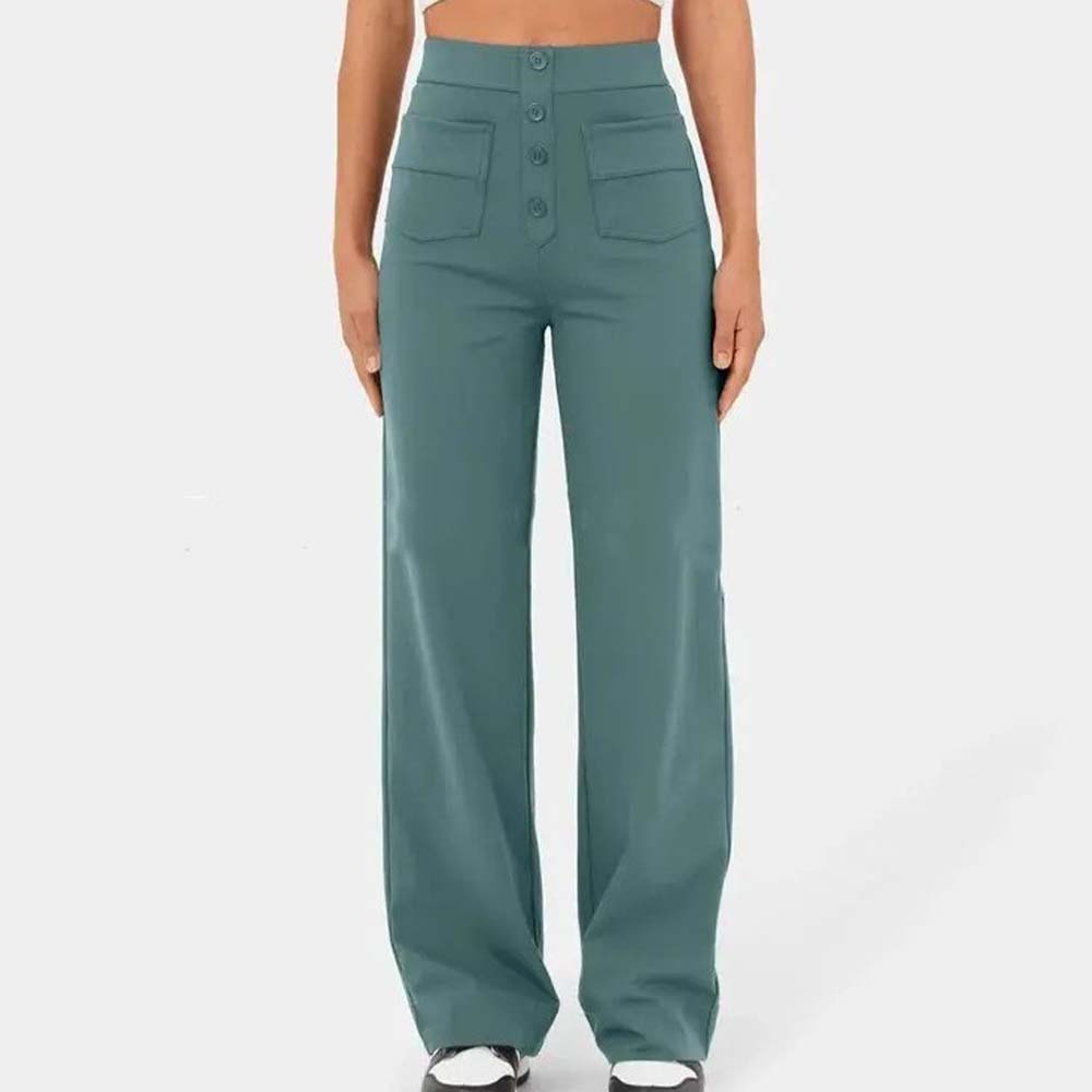 High-waisted Elastic Casual Trousers