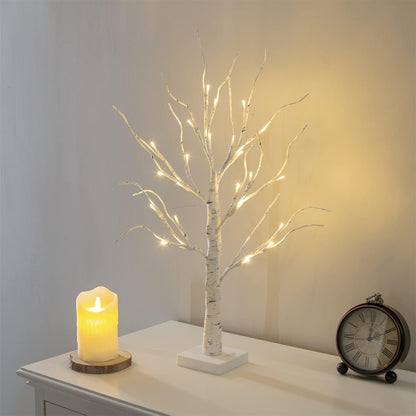 White birch simulated luminous tree