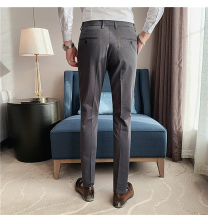 Men's textured pinstripe trousers nine-point suit trousers