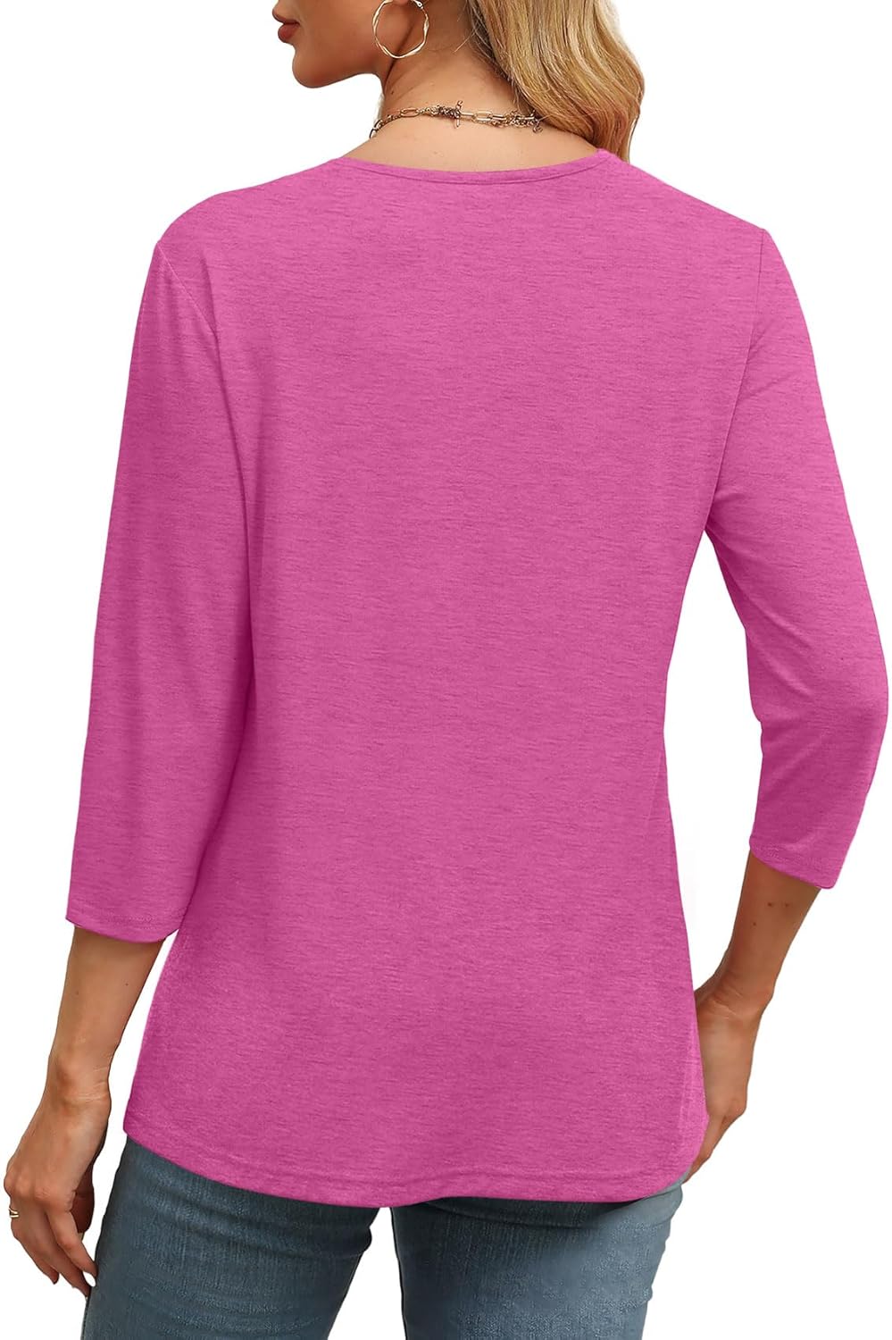 NEW🔥 Women's V Neck 3/4 Long Sleeve  Loose Fit  Tops