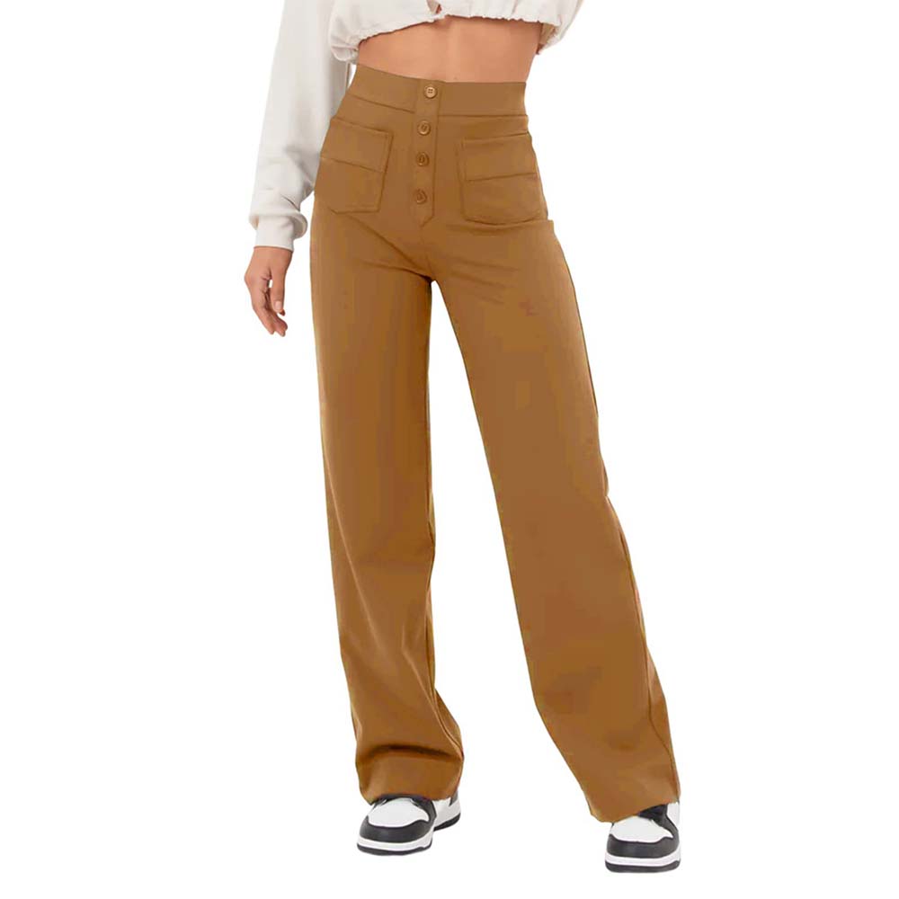 High-waisted Elastic Casual Trousers