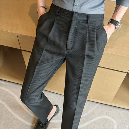 Concave and convex texture high-end three-dimensional pleated design casual pants