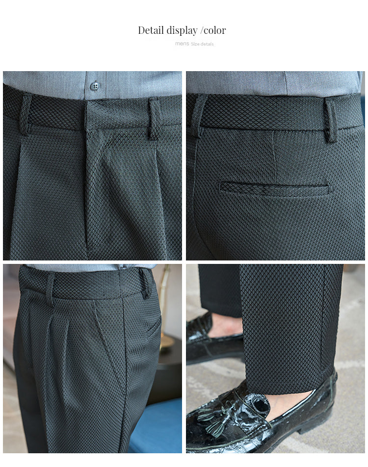 Concave and convex texture high-end three-dimensional pleated design casual pants