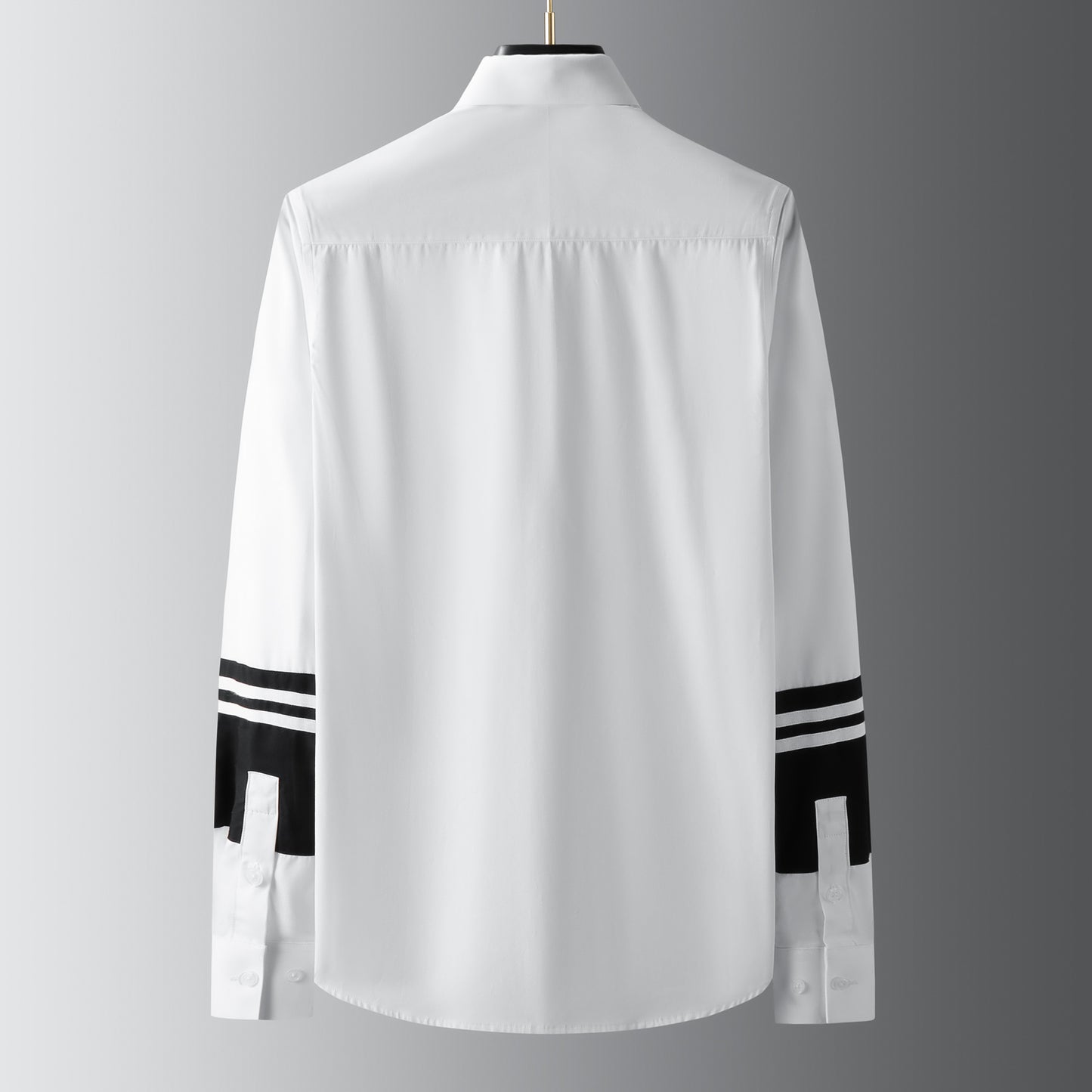 Men's long-sleeved shirt with collar and sleeves in black and white