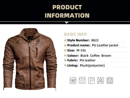 Motorcycle PU High Quality Leather Jacket Plush Leather Jacket