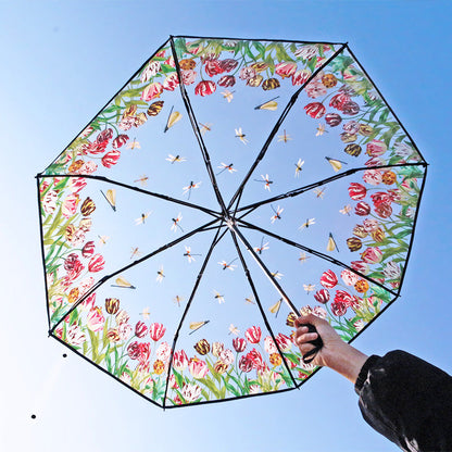 Vintage Stained Glass Automatic Umbrella