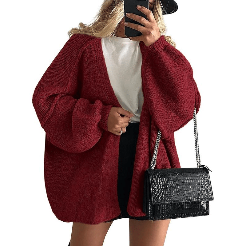 🧺✨ Women's Oversized Cardigan Sweater Fall Long Lantern Sleeve Knit